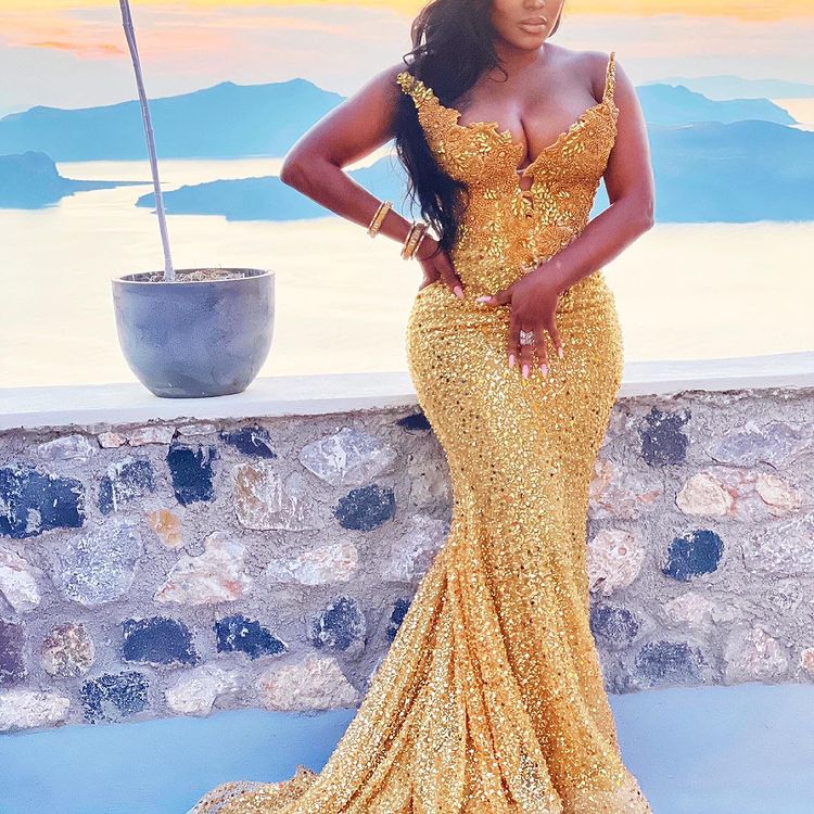 2021 Plus Size Arabic Aso Ebi Gold Mermaid Luxurious Prom Dresses Beaded Crystals Sexy Evening Formal Party Second Reception Gowns Dress ZJ326