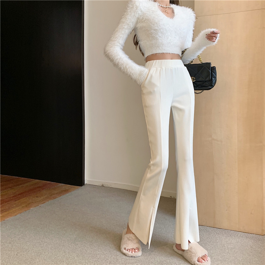 Spring Korean High Waist Wide Leg Black Pant Flare Trousers Women Autumn Streetwear Straight Woman Pants Casual 210429