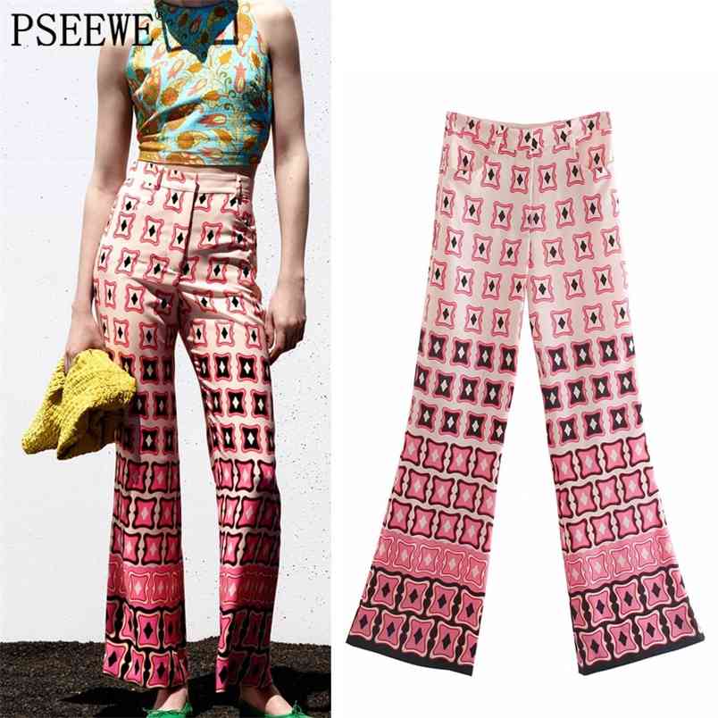 Women' Pants Pink Print Flared Women High Waist Vintage Woman Trousers Fashion Pockets Summer 210519
Women' Pants Pink Print Flared Women High Waist Vintage Woman Trousers Fashion Pockets Summer 210519