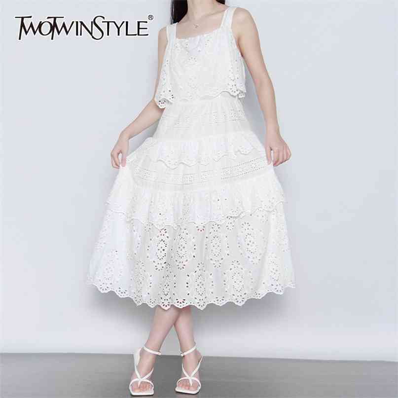 White Hollow Out Women's Dress Square Collar Sleeveless High Waist Ruched Elegant Dresses Female Clothing 210520
White Hollow Out Women's Dress Square Collar Sleeveless High Waist Ruched Elegant Dresses Female Clothing 210520