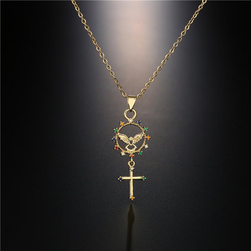 Pendant Necklaces High Quality Cross Angel Geometry Hollow Necklace For Women Inlaid With Zircon Copper Women's Jewelry Gift
Pendant Necklaces High Quality Cross Angel Geometry Hollow Necklace For Women Inlaid With Zircon Copper Women's Jewelry Gift