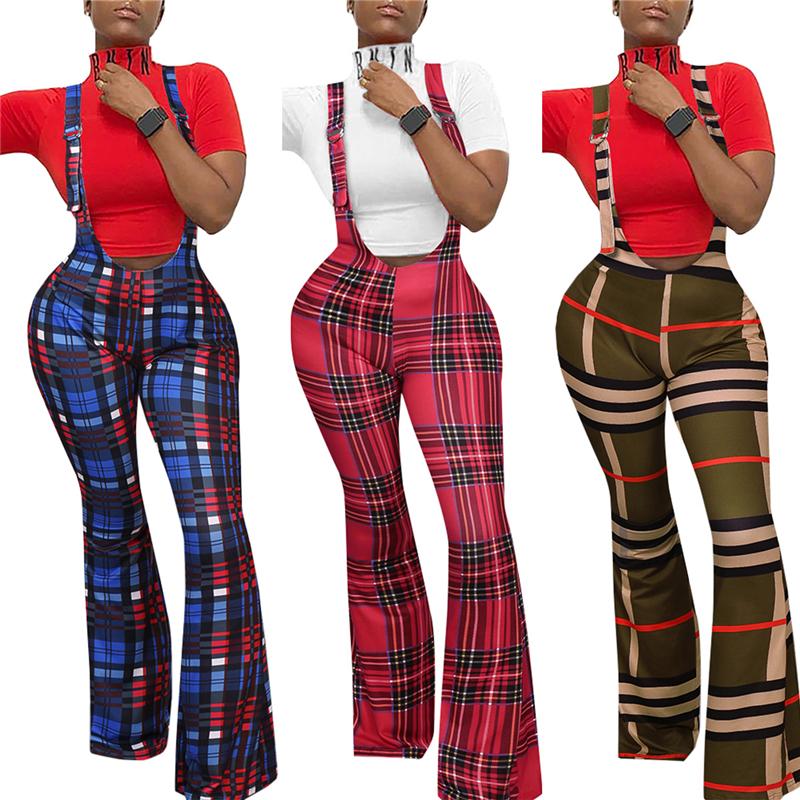 Fashion Women Plaid Print Pants Suspender Zipper Closure High Waist Flared Trousers Slim Fit Leggings Overalls For Summer
Fashion Women Plaid Print Pants Suspender Zipper Closure High Waist Flared Trousers Slim Fit Leggings Overalls For Summer