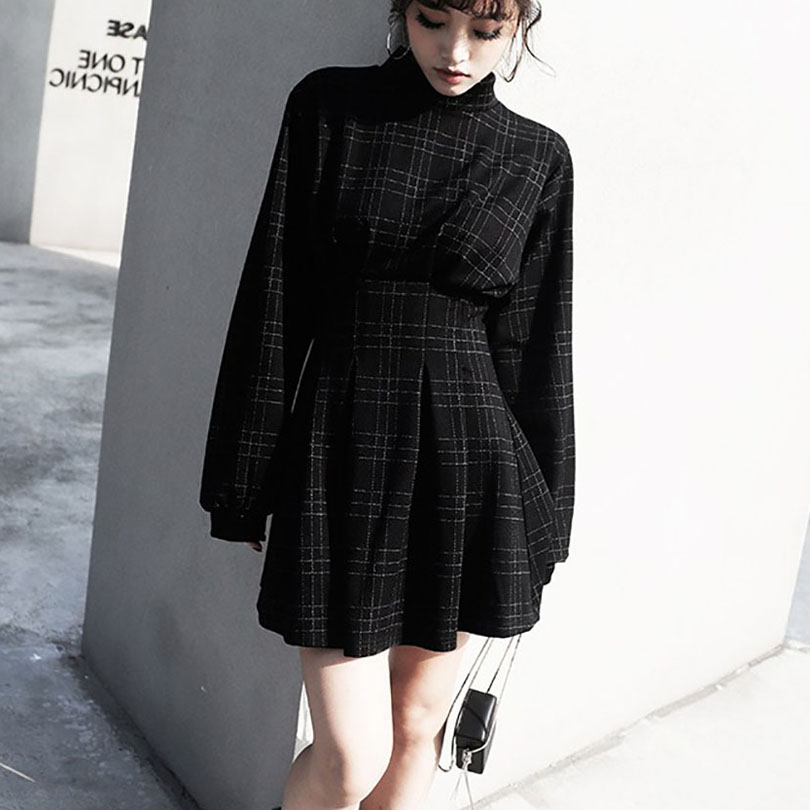 20212021 spring women vintage mini dress long sleeve plaid a-lined punk style gothic dresses for goth girls female retro high waist, Black;gray
20212021 spring women vintage mini dress long sleeve plaid a-lined punk style gothic dresses for goth girls female retro high waist, Black;gray