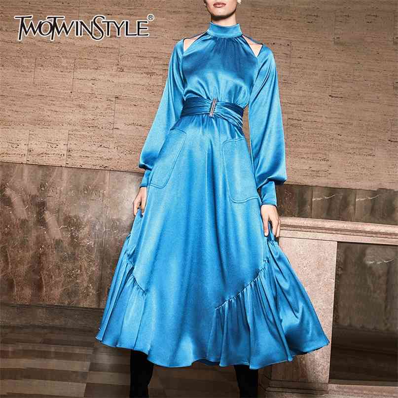 Elegant Hollow Out Dresses Female Stand Collar Puff Sleeve High Waist Dress For Women Autumn Oversized 210520, Black
Elegant Hollow Out Dresses Female Stand Collar Puff Sleeve High Waist Dress For Women Autumn Oversized 210520, Black