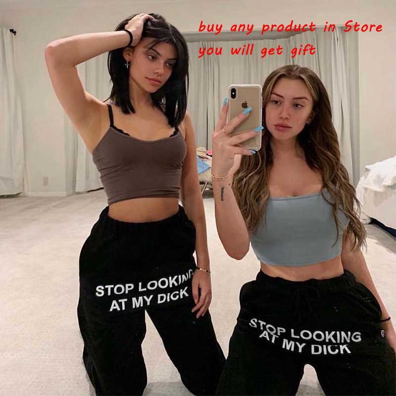 Sweat Pants Women Letter Stop Looking At My Dick Sweatpants Women Joggers Dropshipping Hip Hop Black High Waist Pants with gift X0629, Black;white
Sweat Pants Women Letter Stop Looking At My Dick Sweatpants Women Joggers Dropshipping Hip Hop Black High Waist Pants with gift X0629, Black;white