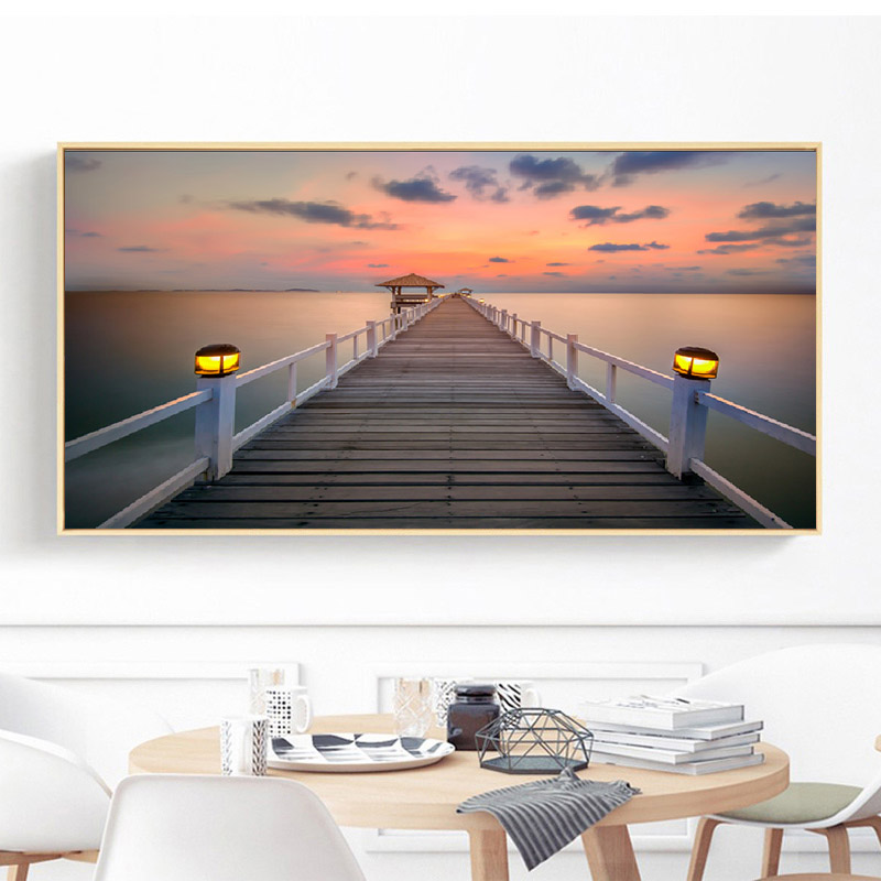Natural Landscape Poster Sky Sea Sunrise Painting Printed On Canvas Home Decor Wall Art Pictures For Living Room
