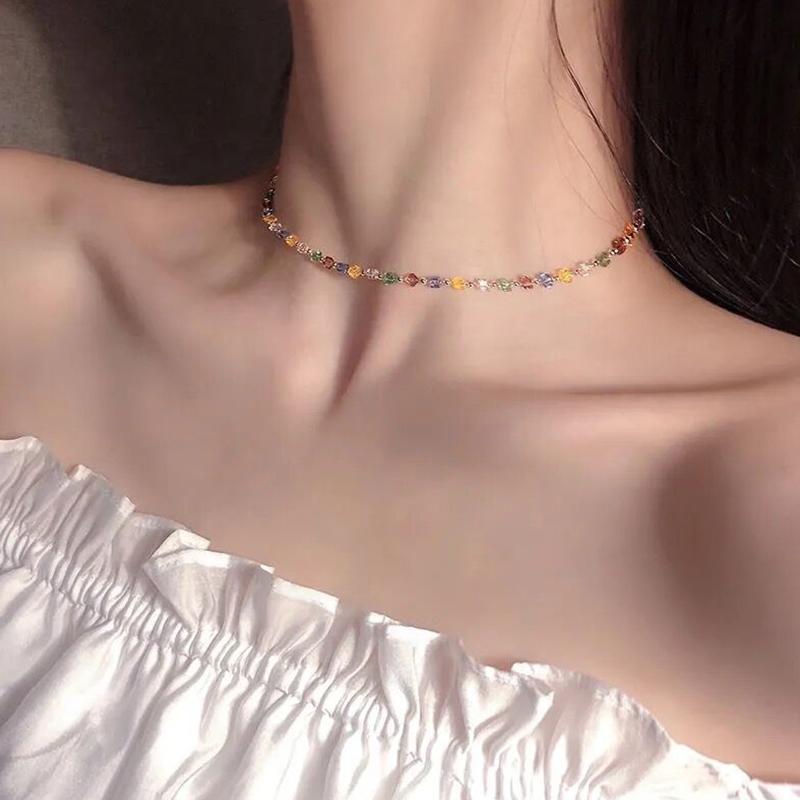 Chokers Ladies Exquisite Crystal Necklace Colorful Tiny Beads Fashion Vacation Wedding Birthday Party Choker Jewelry
Chokers Ladies Exquisite Crystal Necklace Colorful Tiny Beads Fashion Vacation Wedding Birthday Party Choker Jewelry