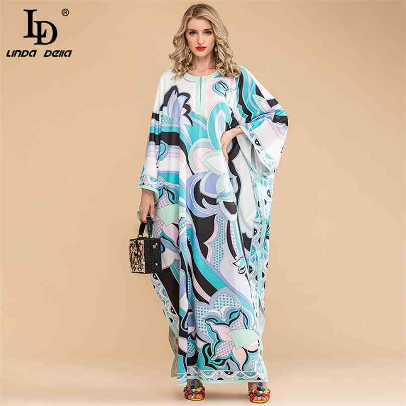 Summer Bohemian Maxi Dress Plus Size Women Batwing Sleeve Pattern Print Vintage Loose Long Floor Length 210522