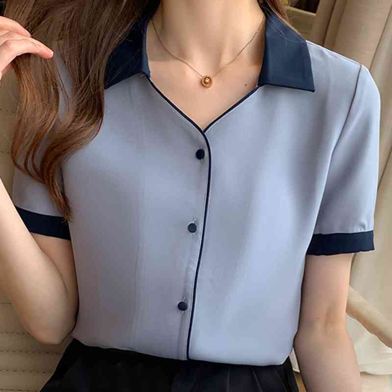 Blusas Blouses Top Femme Blouse Women Blusas Mujer De Moda Verano Short Sleeve V-Neck Chiffon Blouse Shirt Tops Women E841 210602, Blue
Blusas Blouses Top Femme Blouse Women Blusas Mujer De Moda Verano Short Sleeve V-Neck Chiffon Blouse Shirt Tops Women E841 210602, Blue