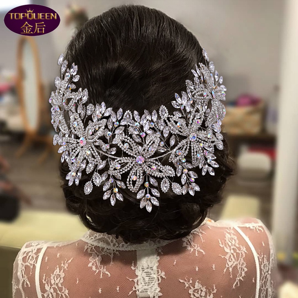 Illusion Diamond Tiara Baroque Beautiful Crown Bride Ladies Jewelry Diamond Crowns Bride Wedding Crown Accessories European Style Retro Palace Crown