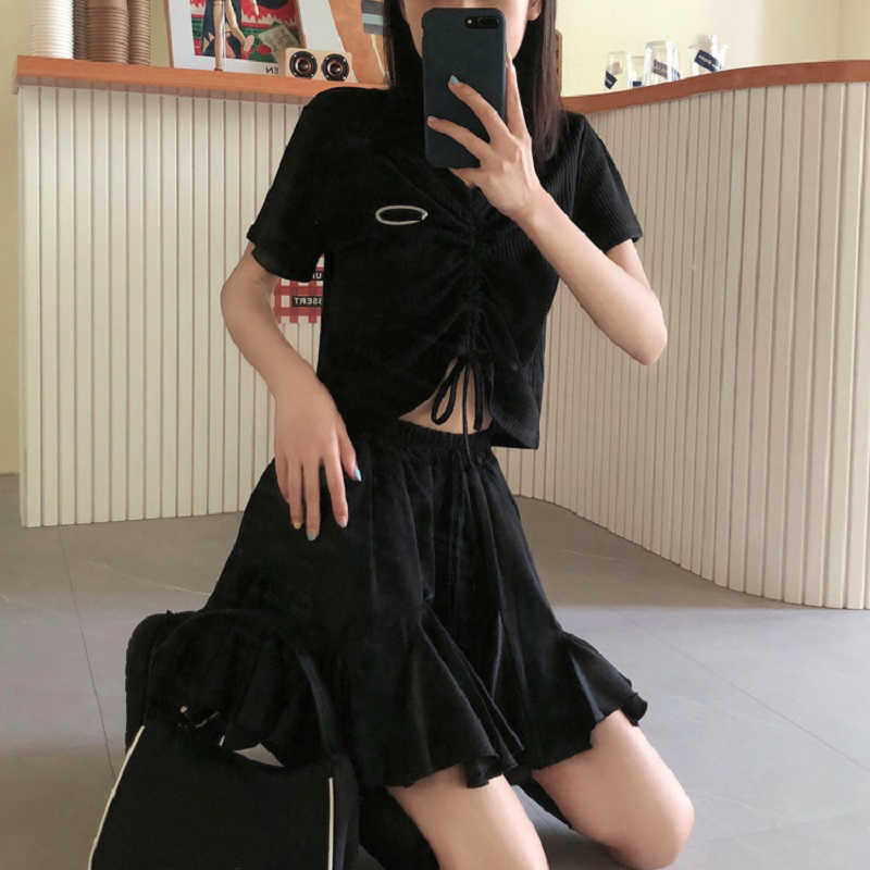 White Thin Poncho A-word Skirt Women's Wear-reducing Summer Korean Version of A Hundred High-waisted Student 210621