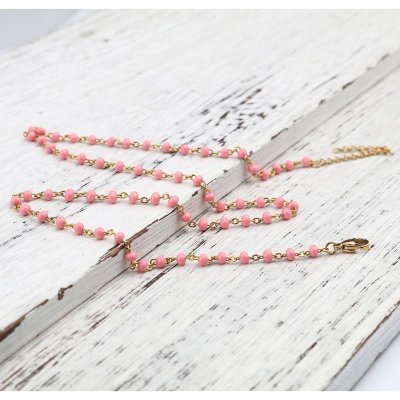 Chains 1 Piece Stainless Steel Link Cable Chain Necklace Gold Plated Multicolor Enamel Satellite Beaded Ball Women Gifts
Chains 1 Piece Stainless Steel Link Cable Chain Necklace Gold Plated Multicolor Enamel Satellite Beaded Ball Women Gifts