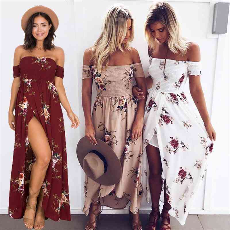 Women Boho Off Shoulder Long Dresses Floral Printed Maxi Dress Summer Beach Vintage Chiffon Strapless Dresses Vestidos Female, Black;gray
Women Boho Off Shoulder Long Dresses Floral Printed Maxi Dress Summer Beach Vintage Chiffon Strapless Dresses Vestidos Female, Black;gray