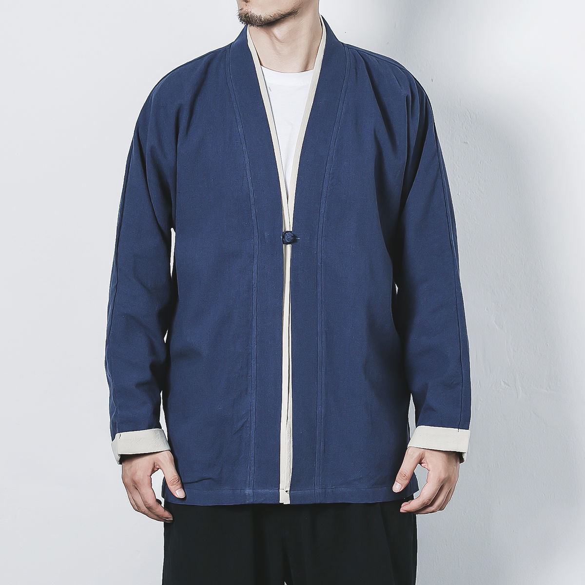 IEFB Chinese Style Tang Suit Large Size Jacket With Cardigan Casual Tops Men's Tea Dress Spring Summer Taoist Robe 9Y6026 210524