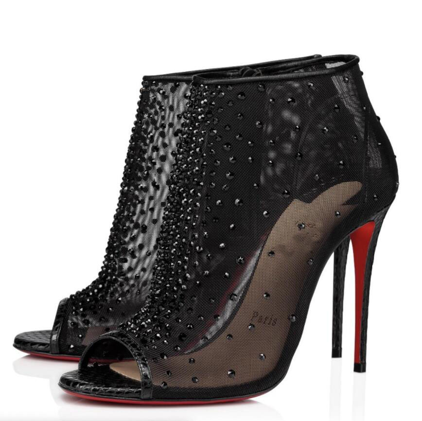 Top Luxury So Kate Ankle Boots T-Quality Brands Red Bottom Boot Mesh Women High Heels Open Toe Booties Fashion Booty Famous Party, Black
Top Luxury So Kate Ankle Boots T-Quality Brands Red Bottom Boot Mesh Women High Heels Open Toe Booties Fashion Booty Famous Party, Black