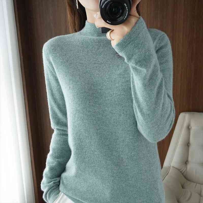 Ailaile Wool Sweater Womens Half-high Neck Pullover Long-sleeved Slim Bottoming Knit Pullover Solid Color Inner Short Top, White;black 
Ailaile Wool Sweater Womens Half-high Neck Pullover Long-sleeved Slim Bottoming Knit Pullover Solid Color Inner Short Top, White;black