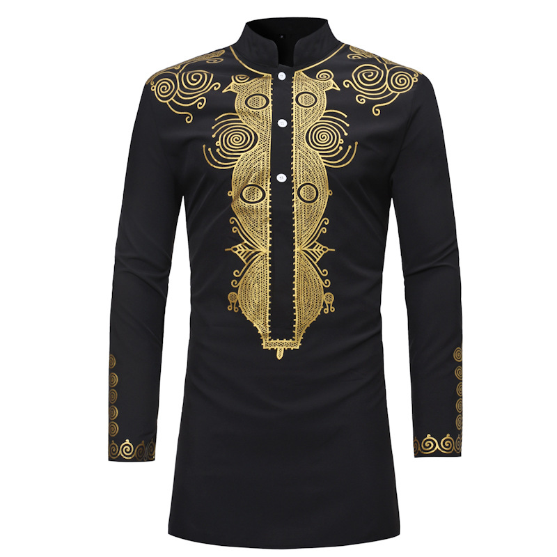 Mid-length design tribal pattern men's African large long-sleeved T-shirt fashion novelty luxury comfortable light breathable, Black
Mid-length design tribal pattern men's African large long-sleeved T-shirt fashion novelty luxury comfortable light breathable, Black