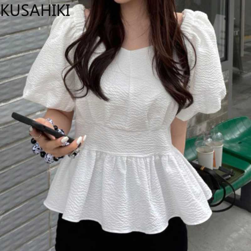 KUSAHIKI Chic Backless Bandage Blouses Korean Slim Waist Ruffle Woman Shirts Summer Puff Sleeve Square Collar Blusas 6J751 210602, Black
KUSAHIKI Chic Backless Bandage Blouses Korean Slim Waist Ruffle Woman Shirts Summer Puff Sleeve Square Collar Blusas 6J751 210602, Black