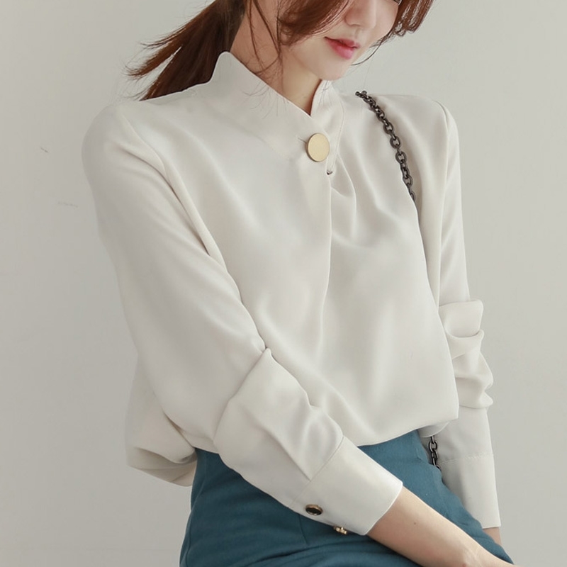 Women Spring Summer Blouses Shirts Casual Stand Collar Vintage Buttons Chiffon Office Chic Lady Tops 210520, Photo color
Women Spring Summer Blouses Shirts Casual Stand Collar Vintage Buttons Chiffon Office Chic Lady Tops 210520, Photo color