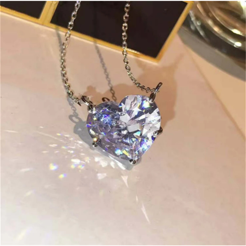 2021 Heart Cut 6ct Lab Diamond Jewelry set 925 Sterling Silver Party Wedding Rings Necklace For Women Bridal Moissanite Jewelry