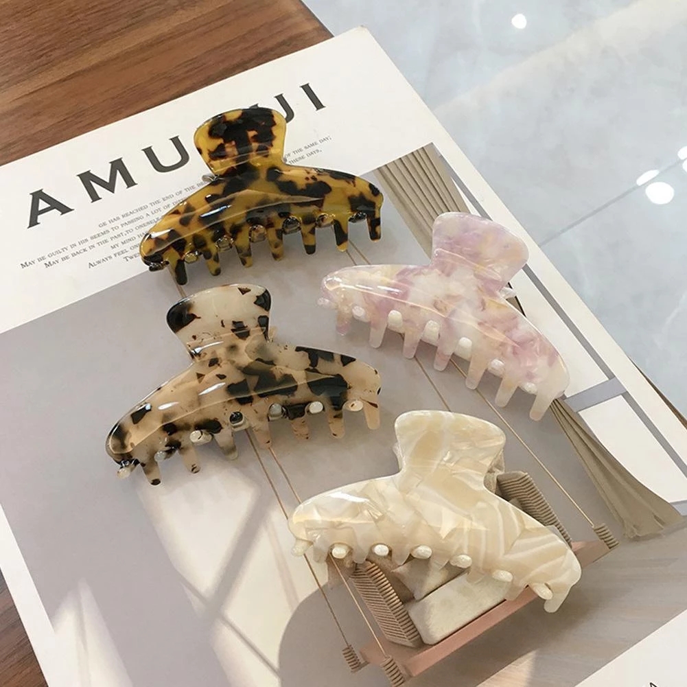 Acetate Hair Claws Big Size Square Hair Crabs Clip Fashion Leopard Clamps For Women Hair Accessories Grain