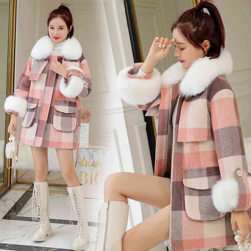 Plaid Wool Coat women' 2021 autumn and winter clothes new yjly9979 Korean version with imitation wool, Powder lattice
Plaid Wool Coat women' 2021 autumn and winter clothes new yjly9979 Korean version with imitation wool, Powder lattice
