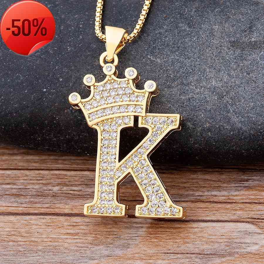 New Design 26 Letters A-Z Zircon Crown Initial Alphabet Pendant Necklace Handsome Punk Hip-Hop Style Choker Chain Jewelry Gift, Silver
New Design 26 Letters A-Z Zircon Crown Initial Alphabet Pendant Necklace Handsome Punk Hip-Hop Style Choker Chain Jewelry Gift, Silver