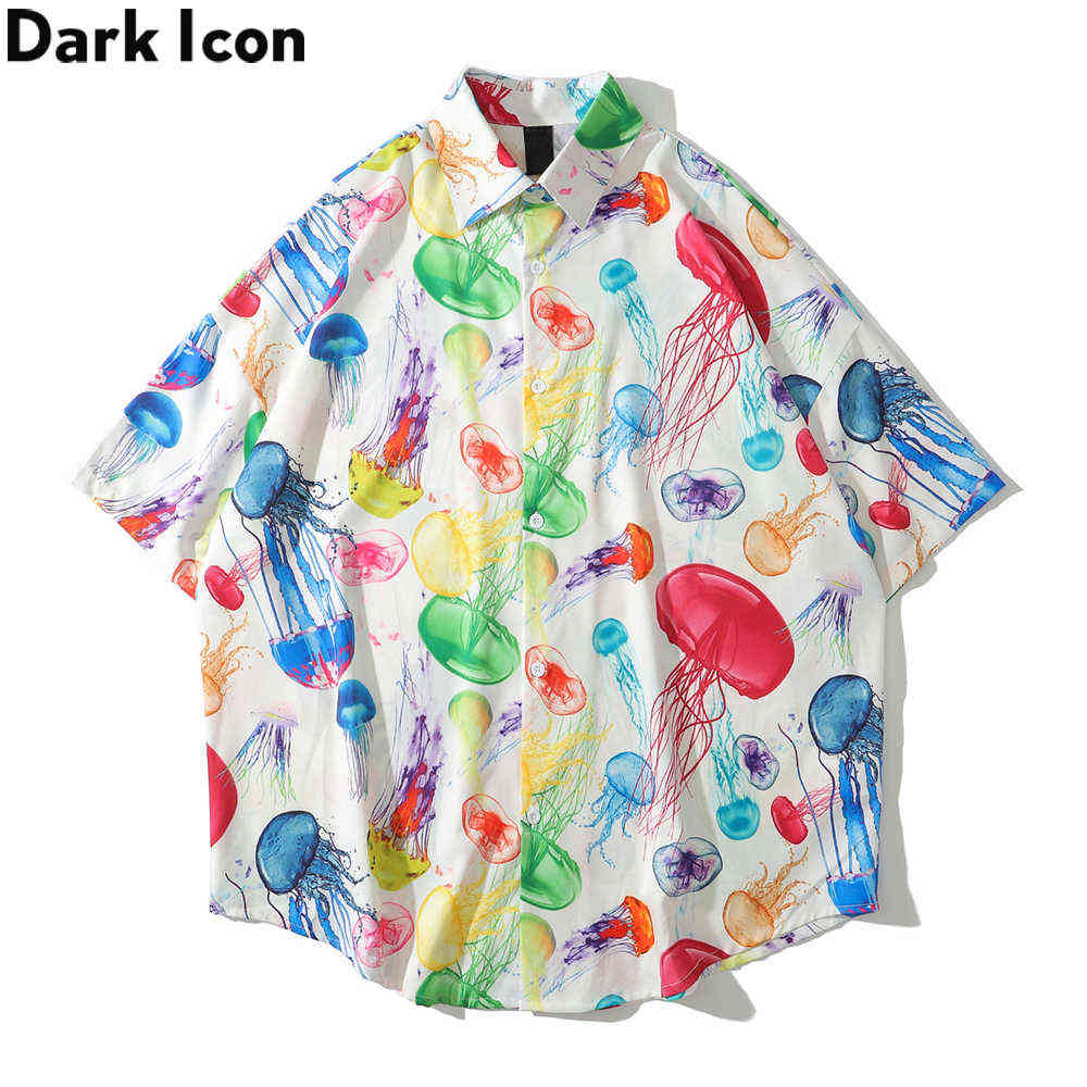 Colorful Jellyfish Street Shirt Men Turn-down Collar Loose Men's Shirts Summer 210603, Black
Colorful Jellyfish Street Shirt Men Turn-down Collar Loose Men's Shirts Summer 210603, Black
