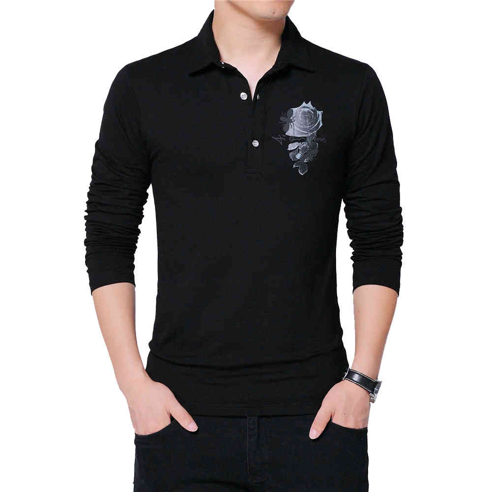 Autumn Men Casual T-shirt Long Sleeve Flowered Print Design Korean Style Trends Turn-down Collar Slim Fit Elegant T-shirt Male 210518, Navy blue
Autumn Men Casual T-shirt Long Sleeve Flowered Print Design Korean Style Trends Turn-down Collar Slim Fit Elegant T-shirt Male 210518, Navy blue
