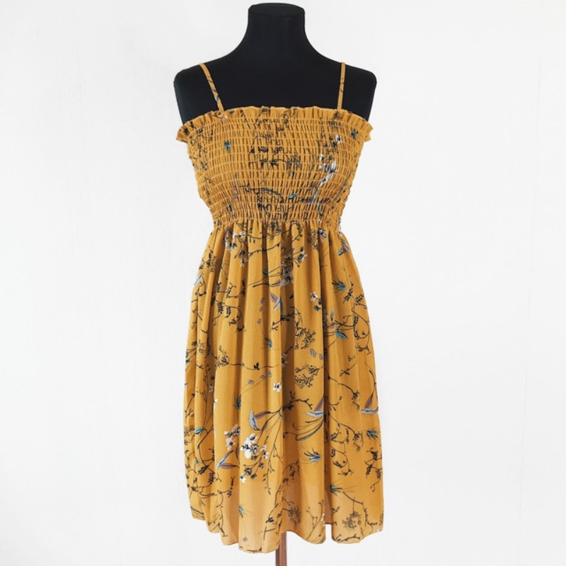 24 Colors Women Summer Floral Dress Femail Sleeveless Slim Cotton Spaghetti Strap Print Elegant Casual 210514