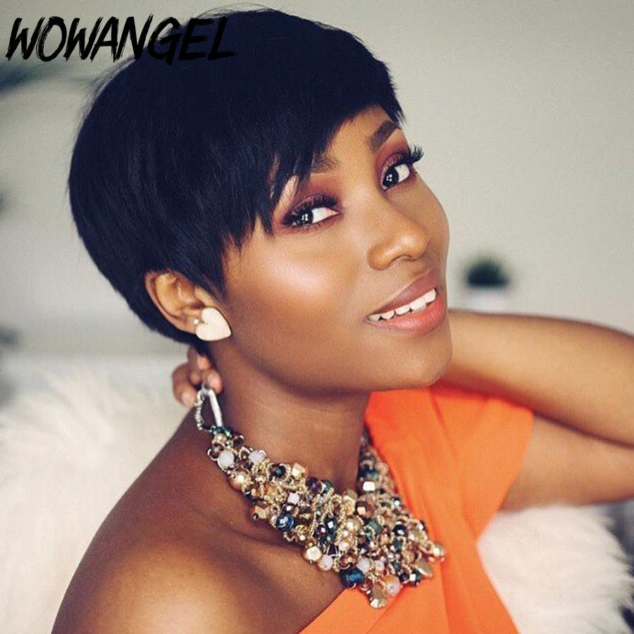 Short Lace Front Wigs Brazilian Remy Human Hair Wig For Women Pixie Cut Straight 150% Glueless Pre Plucked