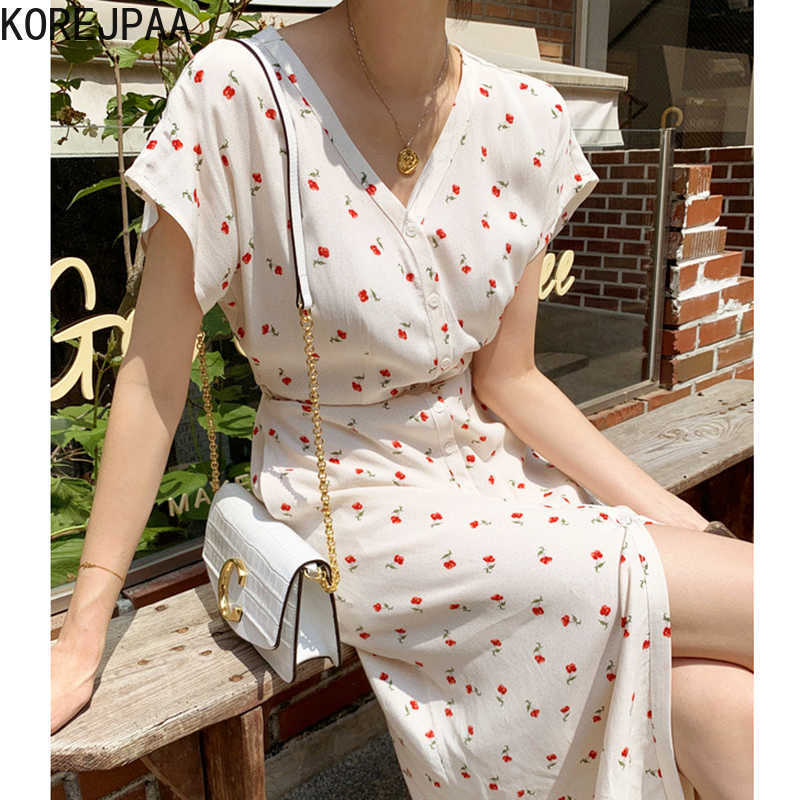 Korejpaa Women Dress Summer Ladies French Small Fresh Floral V-Neck Single-Breasted Lace-Up Waist Short-Sleeved Vestidos 210526, Black
Korejpaa Women Dress Summer Ladies French Small Fresh Floral V-Neck Single-Breasted Lace-Up Waist Short-Sleeved Vestidos 210526, Black
