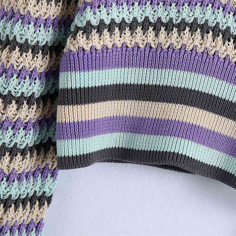 Casual Women V Neck Knitted Blouse Spring-autumn Fashion Ladies High Street Vintage Shirt Female Jacquard Top 210515