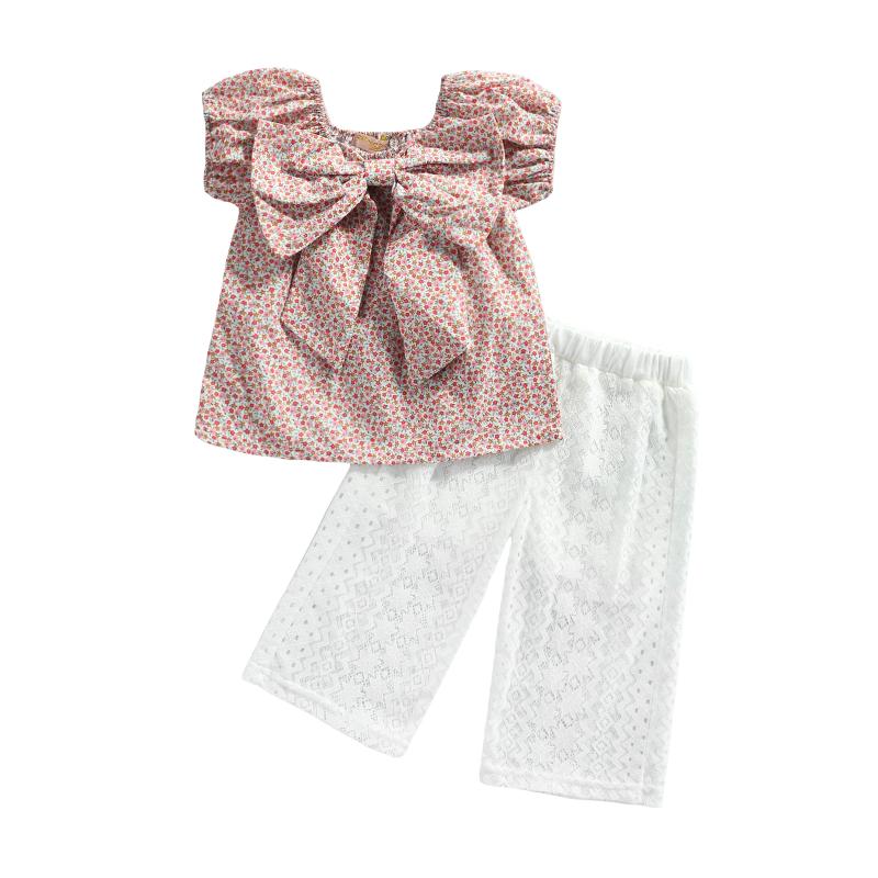 Clothing Sets 1-6T Girls Clothes Set, Floral Print Short Puff Sleeve Tops With Bow-knot + Lace Wide Leg Trousers, White
Clothing Sets 1-6T Girls Clothes Set, Floral Print Short Puff Sleeve Tops With Bow-knot + Lace Wide Leg Trousers, White
