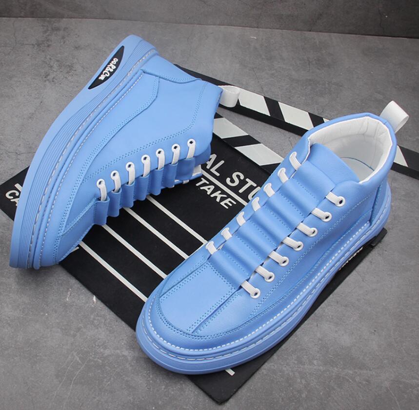 Men's shoes The new color high-top shoes trend versatile slats lace-up flats crease resistant casual shoe Zapatos Hombre Ankle Boot A7