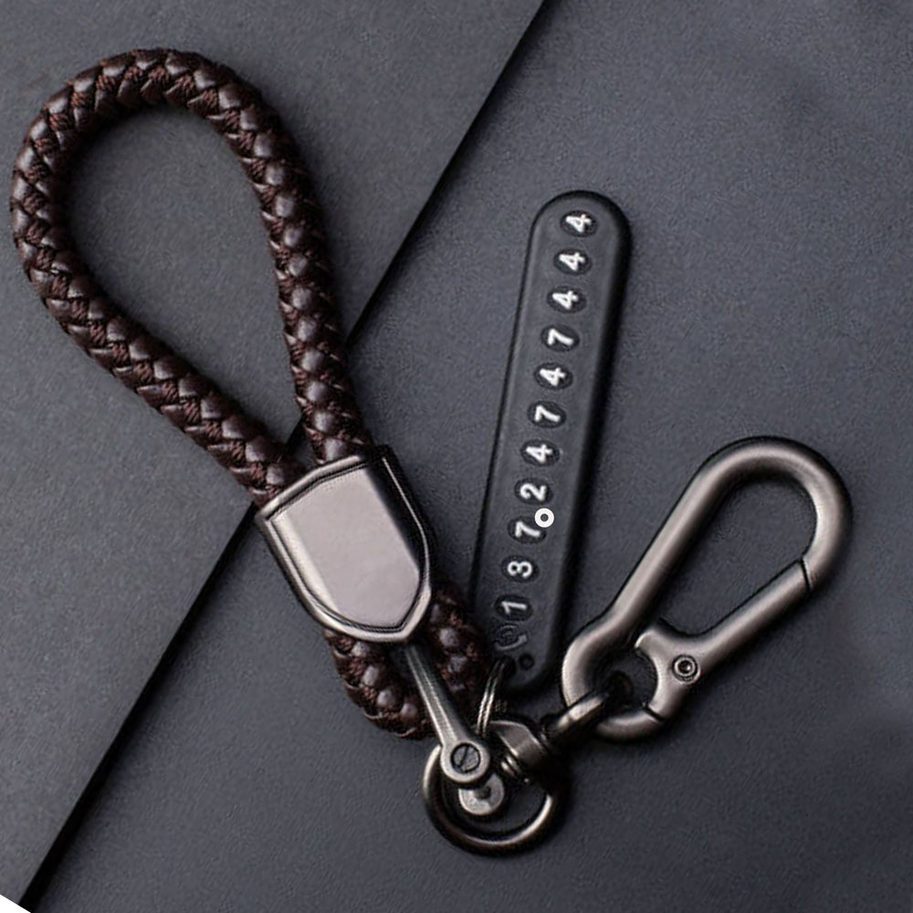 Pendant Keychain Gift for Husband High Car Key Ring Anti-Lost Number Plate Braided Rope Pendant Holder Punk Accessorie