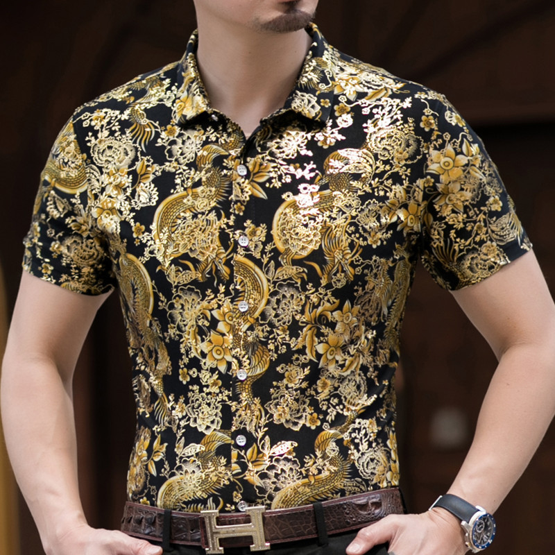 Mens Gold Floral Business Shirt Hipster Casual Slim Fit Short Sleeve Social Shirts/Party Shirts/Prom Shirts/Wedding Shirt, White;black
Mens Gold Floral Business Shirt Hipster Casual Slim Fit Short Sleeve Social Shirts/Party Shirts/Prom Shirts/Wedding Shirt, White;black