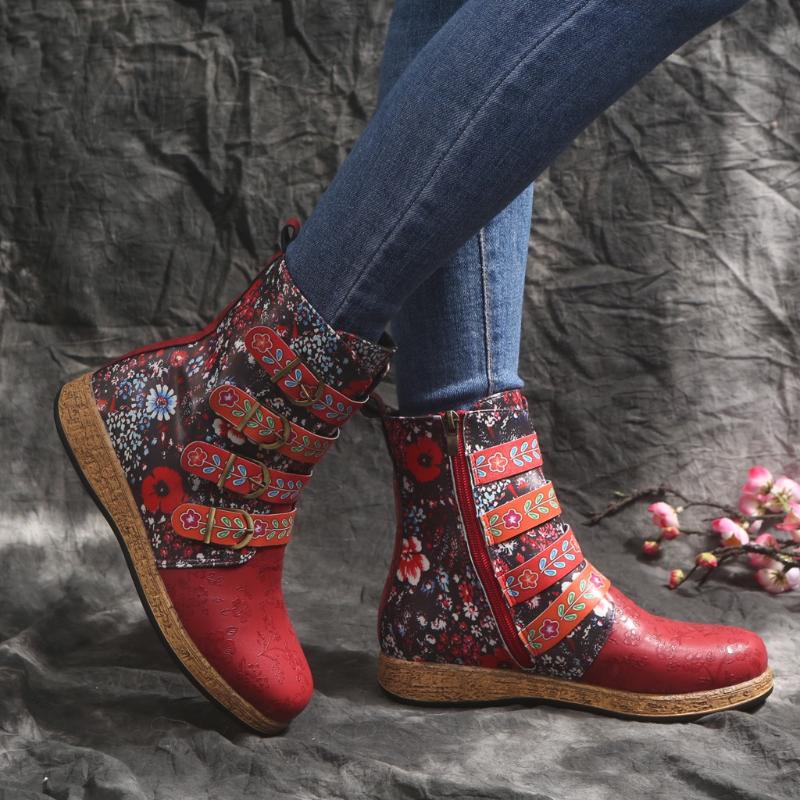 Boots Women's Retro Ladies Bohemian Style Ankle Buckle Short Booties Casual Shoes Female Winter Botas Mujer Invierno 2021#2, Red
Boots Women's Retro Ladies Bohemian Style Ankle Buckle Short Booties Casual Shoes Female Winter Botas Mujer Invierno 2021#2, Red
