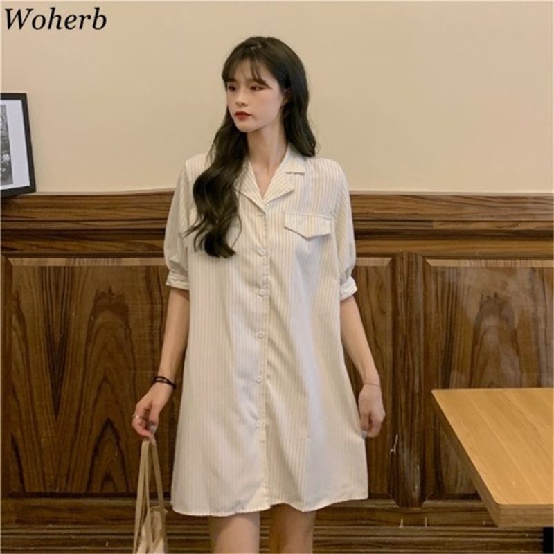 Women Tops Casual Striped Long Shirt Dress Split Mini Skirt Femme Roupas Two Piece Set Female Korean Chic Ropa Mujer 210519