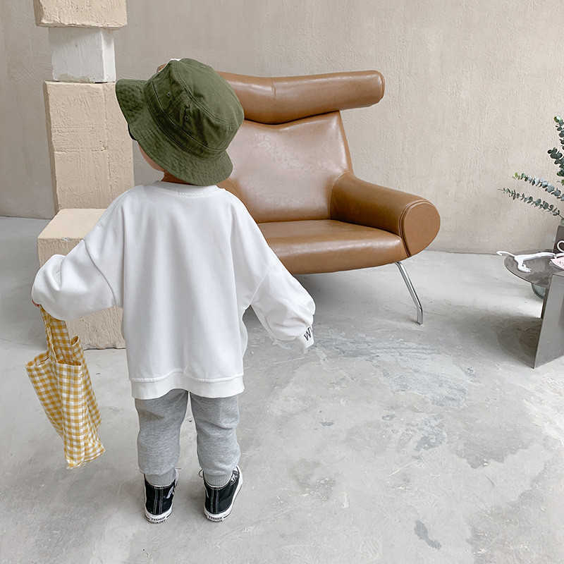 Boy long sleeve loose Sweatshirts Korean Style letter print Sweatshirt for baby boys cotton fashion children tops 210615