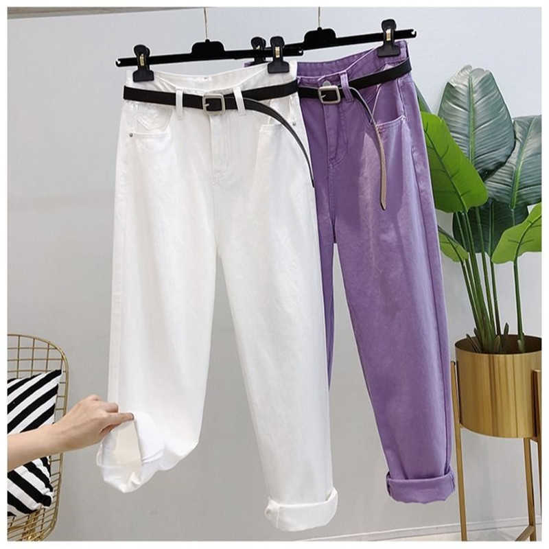 White Purple Jeans Plus Size High Waist Denim Harem Pants Boyfriend jeans for Women Streetwear Loose Trouser vaqueros mujer 210809