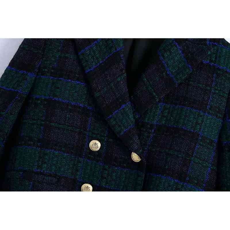 Vintage Women Tweed Plaid Jackets Spring-Autumn Fashion Ladies Patchwork Short Coats Streetwear Female Chic Outerwear 210430