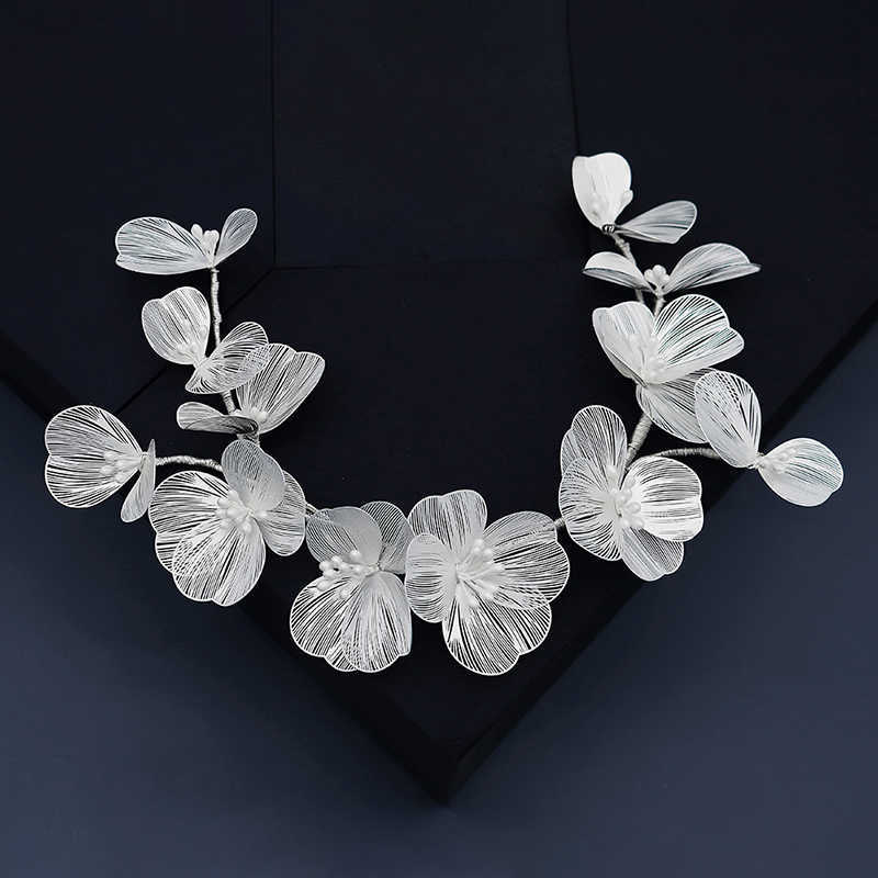 Miallo Bridal Wedding Headband Flower Pearl Hair Accessories for Women Jewelry Party Bride Headpiece Bridesmaid Gift 210707
