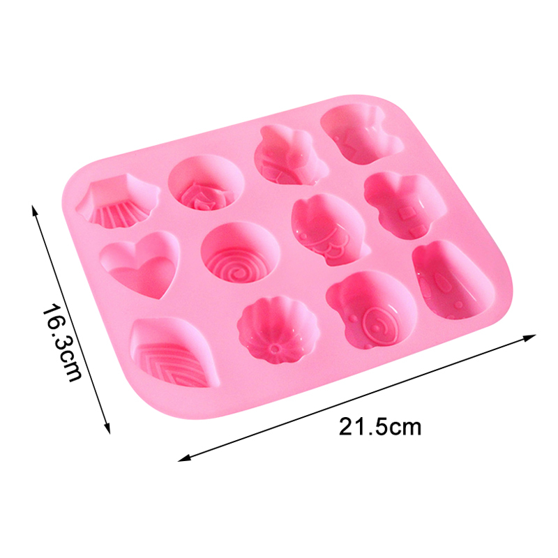 Kitchen Supplies DIY Baking Tools 12-Cavity Reusable Pink Cupcake Jelly Candy Decoration Multi Purpose 1Pcs Food Grade Silicone