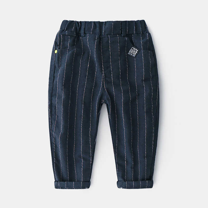 Spring Autumn Korea 2 3-10 Years Student Striped Elastic Child Trousers School Style Cotton Long Pants For Baby Kids Boys 210529