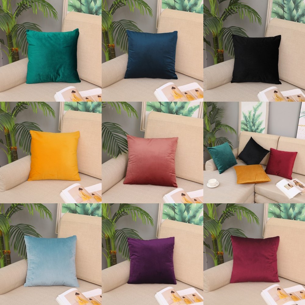 12 Colors High Quality Velvet Solid Square Pillow With Pillowcase Soft Home Hotel Sofa Pillow Ins Style Comfort Touch