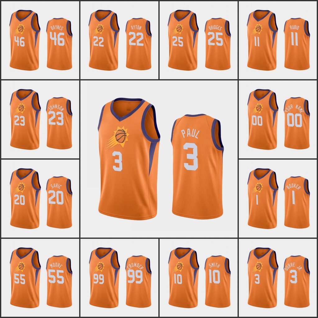 PhoenixSunsBasketball Devin Booker Deandre Ayton Jevon Carter Jae Crowder Chris Paul Abdel Nader Custom Orange Statement Jersey
PhoenixSunsBasketball Devin Booker Deandre Ayton Jevon Carter Jae Crowder Chris Paul Abdel Nader Custom Orange Statement Jersey