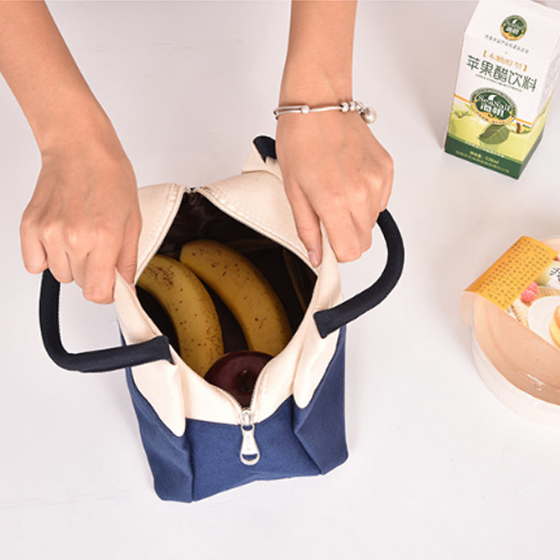 Insulation Studeng Supplies Contrast Color Canvas Box Portable Waterproof Thickened Lunch Bag