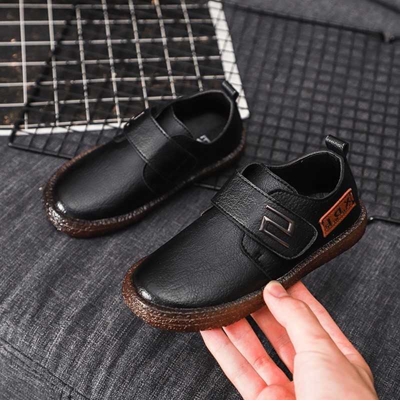 Kids Leather Shoes For Boys Wedding School Show Flats Shoes Classic Children Black Loafer Moccasins Fashion British Style Spring X0703