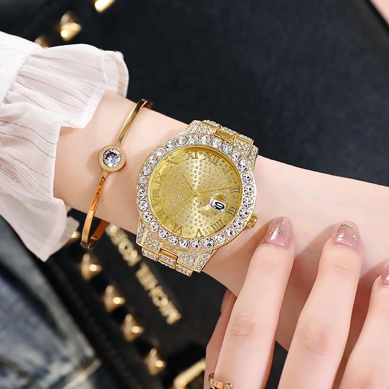 Wristwatches Women Watch Gold Sliver Men Quartz Clock Chronograph Colorful Diamond Iced Out Hip Hop Rapper Watches, Slivery;brown
Wristwatches Women Watch Gold Sliver Men Quartz Clock Chronograph Colorful Diamond Iced Out Hip Hop Rapper Watches, Slivery;brown